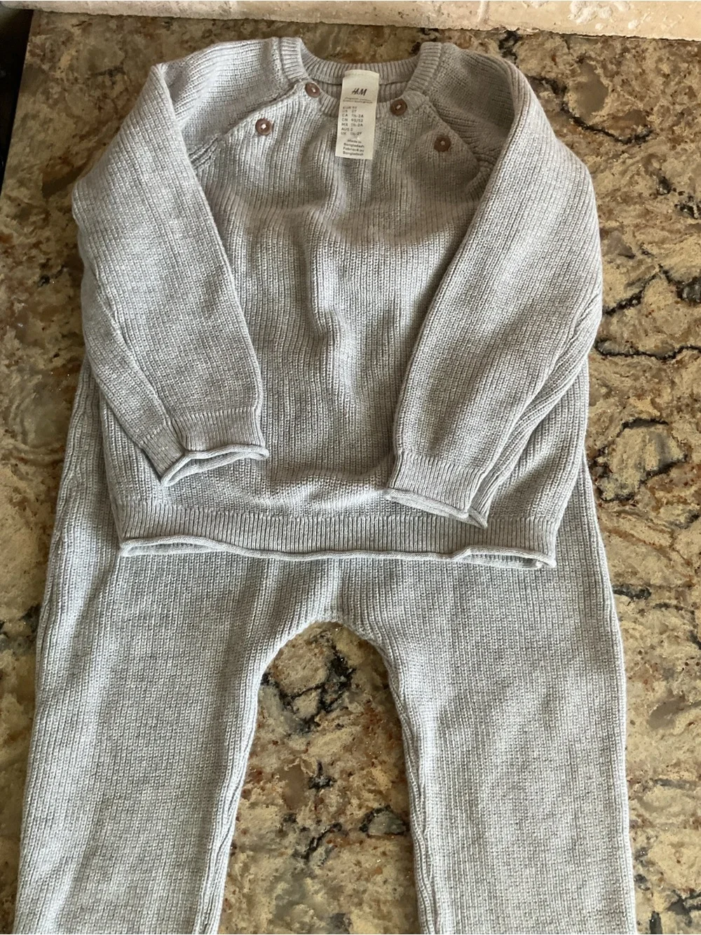 H&M Light Gray Organic Cotton Boys Sweater Set 2T